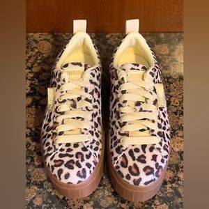 NEW Puma Mayze Leopard faux fur platform sneakers